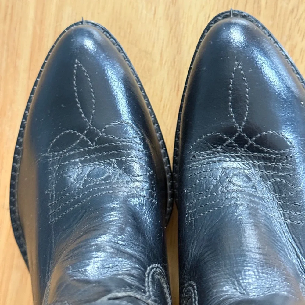 Vintage‎ Laredo Kids Western Boots Black Leather Cowboy Cowgirl USA 9